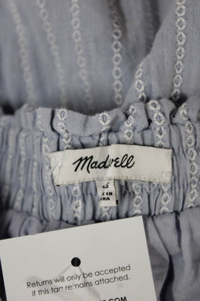 Madewell Women Blue Striped Cotton Peasant Skirt Drawstring Long Size 2XS