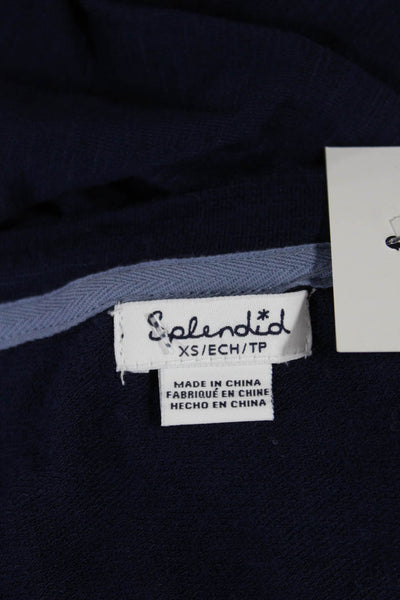 Splendid Womens Basic Viscose Blue Long Sleeve Round Neck T-Shirt Size XS