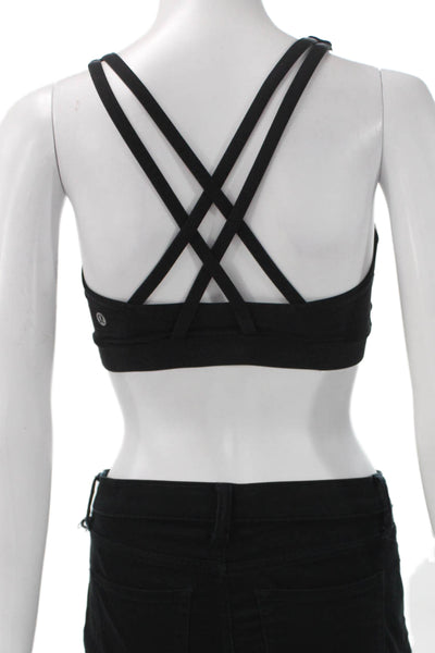 Lululemon Womens Strappy Back Sports Bra Solid Black Size 6