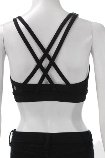 Lululemon Womens Strappy Racerback Sports Bra Solid Black Size 6