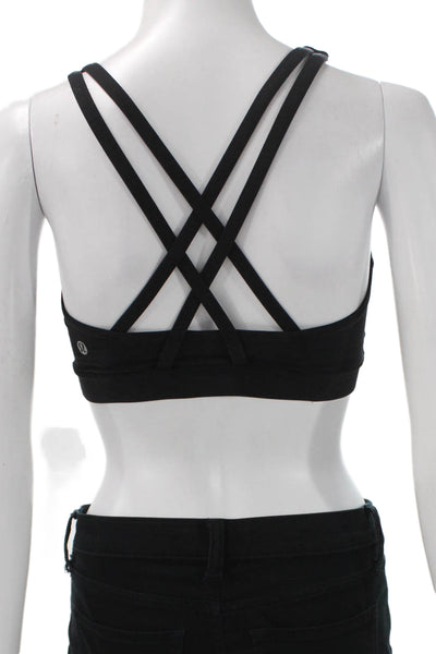 Lululemon Womens Mesh Trim Strappy Back Sports Bra Black Size 6