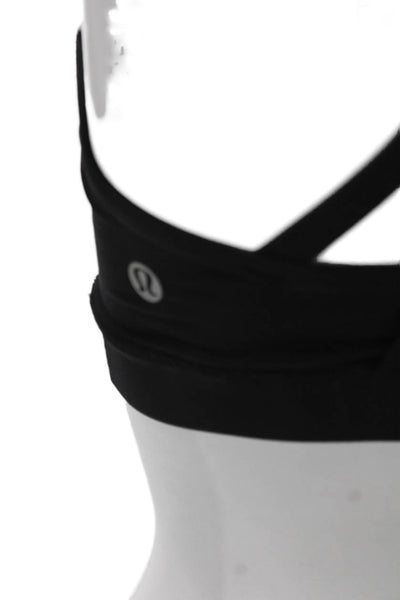 Lululemon Womens Mesh Trim Strappy Back Sports Bra Black Size 6