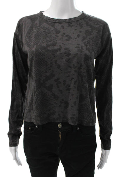 Rag & Bone Women Basic Long Sleeve T-Shirt Gray Nylon Round Neck Size XS