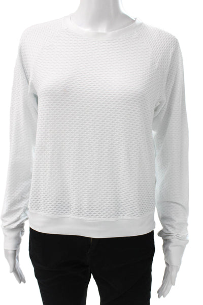 Koral Womens White Geometric Crewneck Pullover Sweatshirt Long Sleeve Size XS