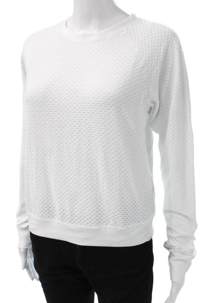 Koral Womens White Geometric Crewneck Pullover Sweatshirt Long Sleeve Size XS