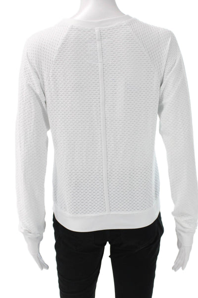 Koral Womens White Geometric Crewneck Pullover Sweatshirt Long Sleeve Size XS