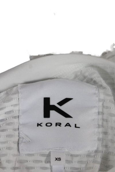 Koral Womens White Geometric Crewneck Pullover Sweatshirt Long Sleeve Size XS