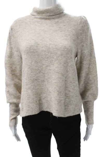Frame Women Beige Wool Blend Turtleneck Pullover Long Sleeve Size XS