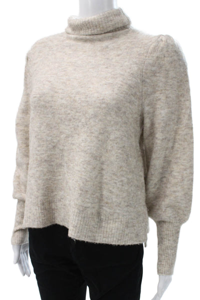 Frame Women Beige Wool Blend Turtleneck Pullover Long Sleeve Size XS