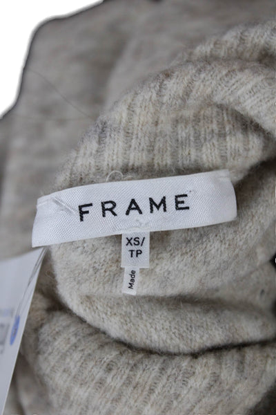 Frame Women Beige Wool Blend Turtleneck Pullover Long Sleeve Size XS