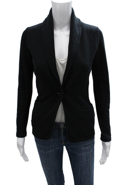 Standard James Perse Womens Black Cotton Blazer Long Sleeve Button Size 1