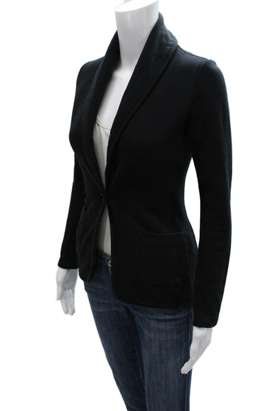 Standard James Perse Womens Black Cotton Blazer Long Sleeve Button Size 1