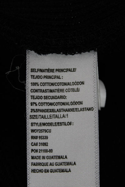 Standard James Perse Womens Black Cotton Blazer Long Sleeve Button Size 1