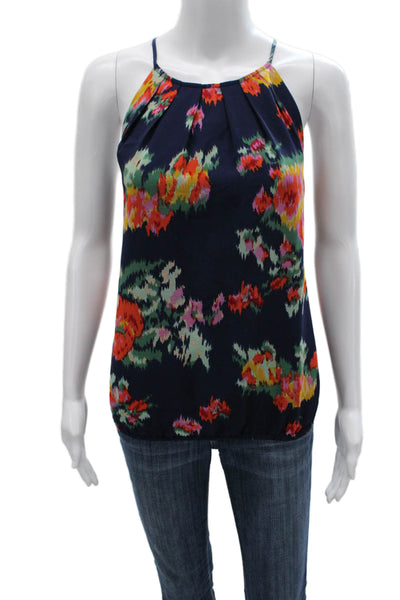 Joie Womens Silk Halter Floral Tank Blue Sleeveless Pullover Size XS