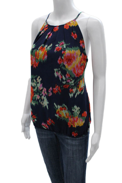 Joie Womens Silk Halter Floral Tank Blue Sleeveless Pullover Size XS