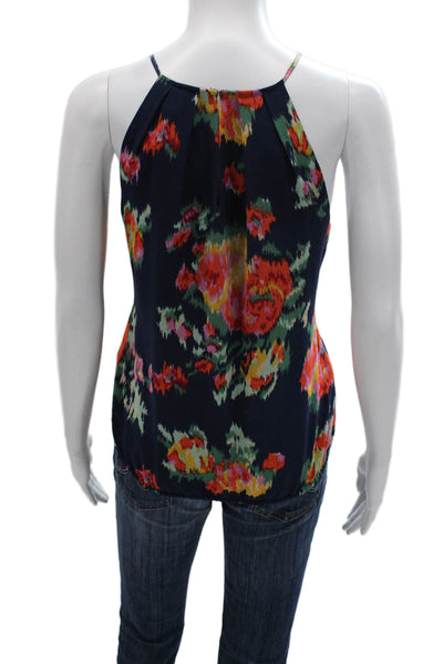 Joie Womens Silk Halter Floral Tank Blue Sleeveless Pullover Size XS
