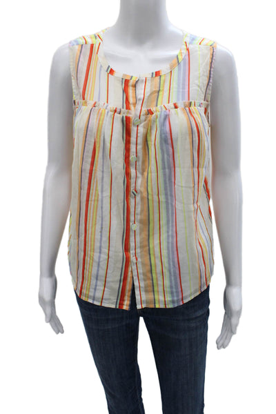 Marie Oliver Women Striped Cotton Sleeveless Blouse Multicolor Size XS