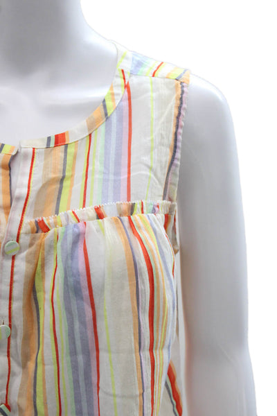 Marie Oliver Women Striped Cotton Sleeveless Blouse Multicolor Size XS