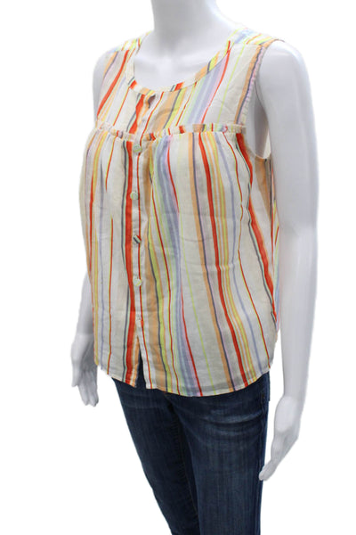 Marie Oliver Women Striped Cotton Sleeveless Blouse Multicolor Size XS