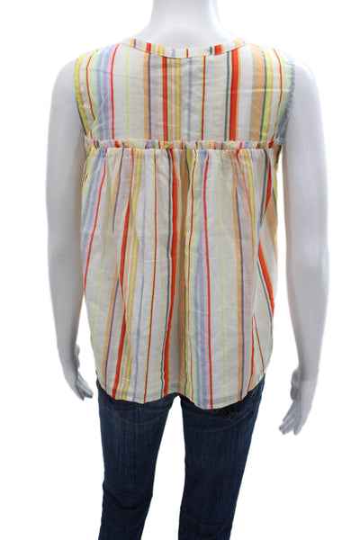 Marie Oliver Women Striped Cotton Sleeveless Blouse Multicolor Size XS