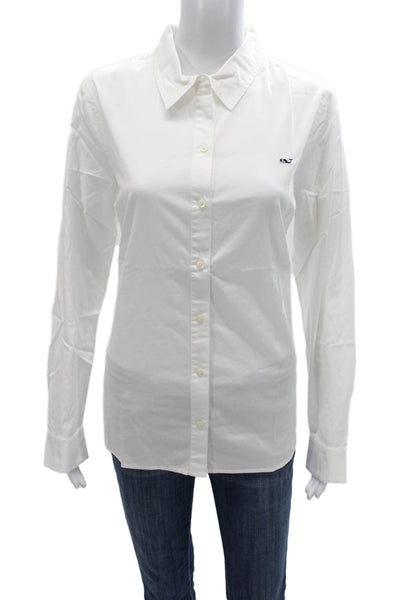 Vineyard Vines Womens Collared Cotton Button-Up White Longsleeve Size 10