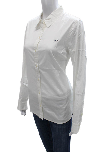 Vineyard Vines Womens Collared Cotton Button-Up White Longsleeve Size 10