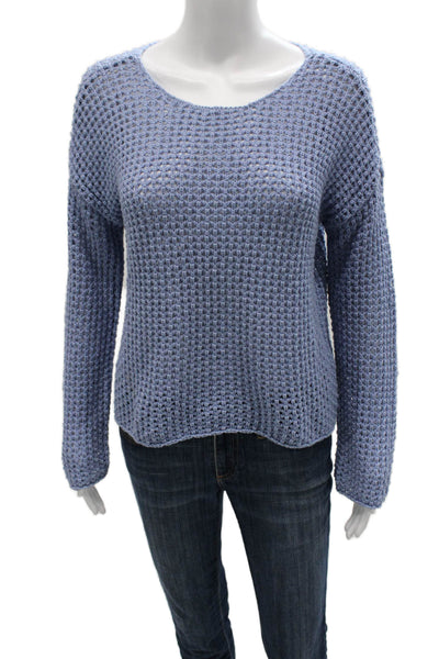525 America Womens Pullover Sweater Blue Cotton Round Neck Long Sleeve Size XS