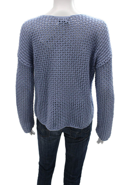 525 America Womens Pullover Sweater Blue Cotton Round Neck Long Sleeve Size XS