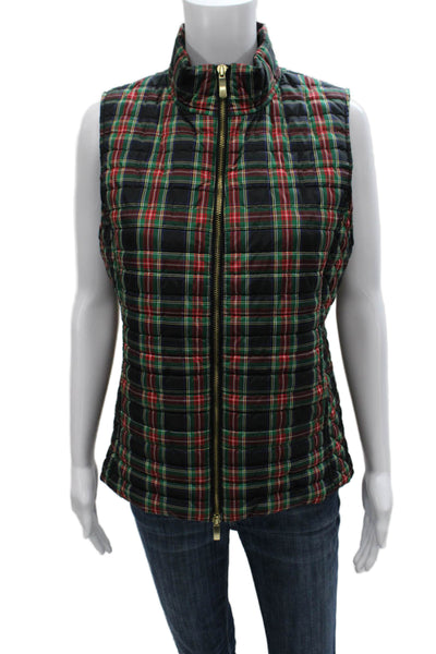 Vineyard Vines Women Quilted Multicolor Polyester Zip Sleeveless Vest Size M