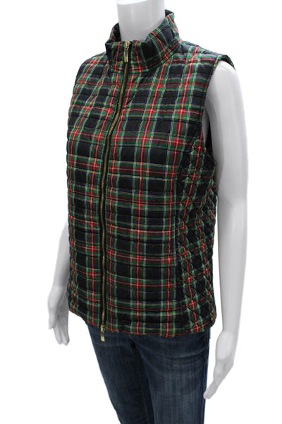 Vineyard Vines Women Quilted Multicolor Polyester Zip Sleeveless Vest Size M