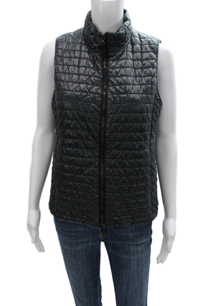 Vineyard Vines Women Quilted Nylon Vest Sleeveless Black Zip Size M