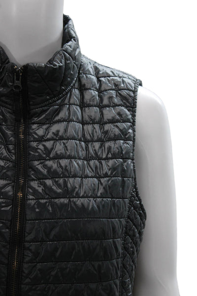 Vineyard Vines Women Quilted Nylon Vest Sleeveless Black Zip Size M