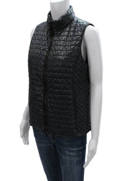 Vineyard Vines Women Quilted Nylon Vest Sleeveless Black Zip Size M