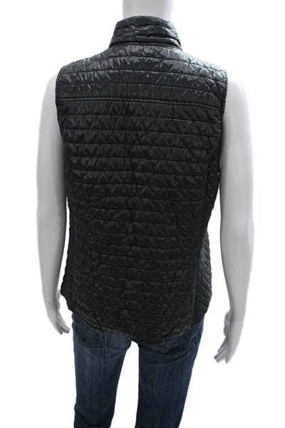 Vineyard Vines Women Quilted Nylon Vest Sleeveless Black Zip Size M