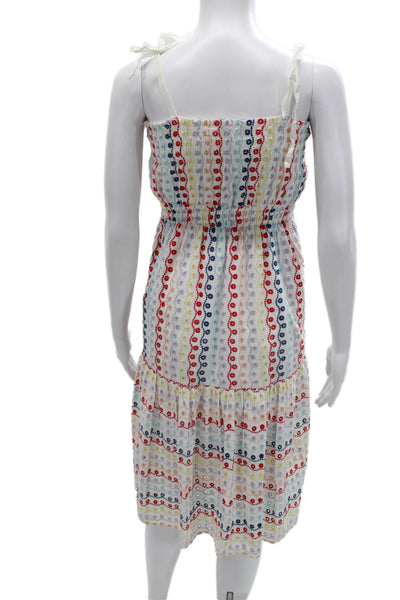 Red Carter Women Sundress White Square Neck Sleeveless Cotton Geometric Size XS