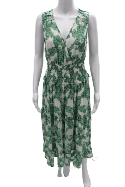 Current Air Womens White Animal Print Fit & Flare Midi Dress Size XS