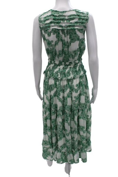 Current Air Womens White Animal Print Fit & Flare Midi Dress Size XS