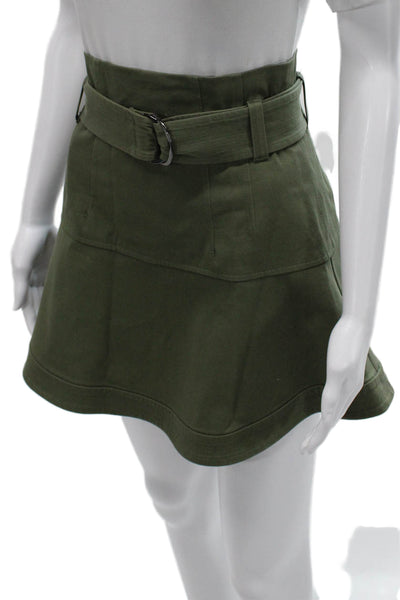 Marissa Webb Women A-Line Green Cotton Skirt Knee Length Zip Size 0
