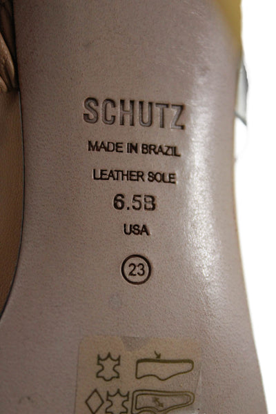 Schutz Womens Bamboo Stiletto PVC Double Strap Sandals Clear Brown Size 6.5