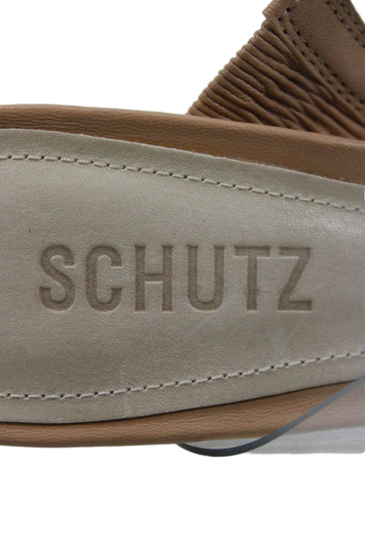 Schutz Womens Bamboo Stiletto PVC Double Strap Sandals Clear Brown Size 6.5