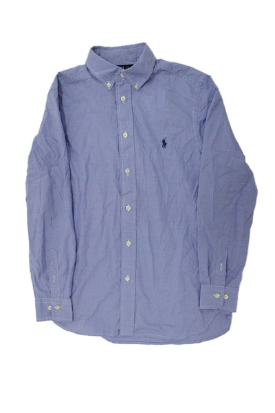 Polo Ralph Lauren Childrens Boys Plaid Slim Fit Button Down Shirt Blue Size 16