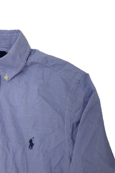 Polo Ralph Lauren Childrens Boys Plaid Slim Fit Button Down Shirt Blue Size 16
