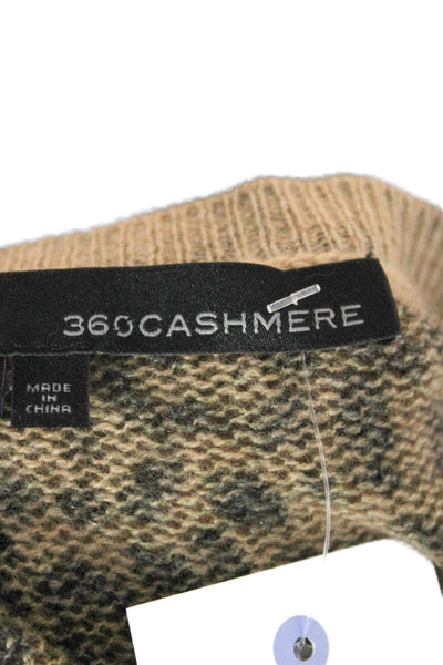 360 Cashmere Women Pullover Sweater 100% Cashmere Brown Animal Print Size S