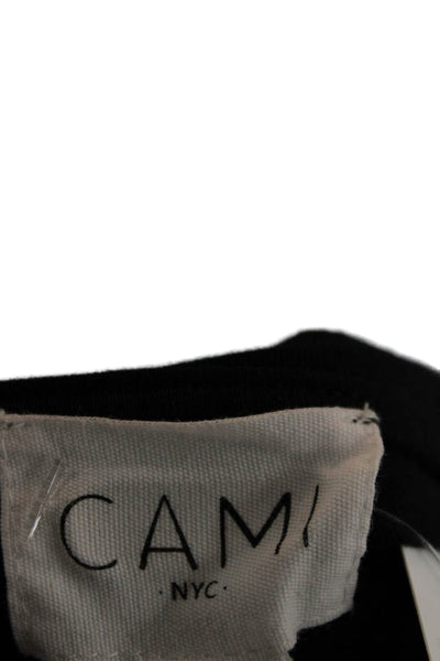 Cami Womens Black Cotton Square Neck Sleeveless Tank Solid Size L