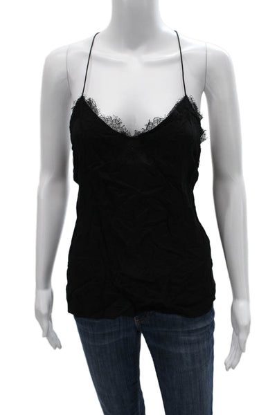 Cami Womens Silk Sleeveless Tank Black Solid Size S