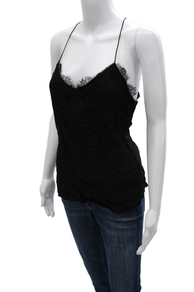 Cami Womens Silk Sleeveless Tank Black Solid Size S