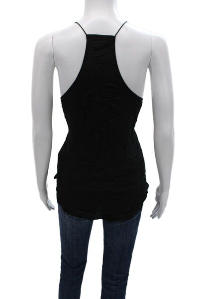 Cami Womens Silk Sleeveless Tank Black Solid Size S
