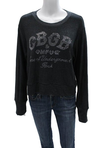 Chaser Women Pullover Sweatshirt Gray Crew Neck Long Sleeve Size S