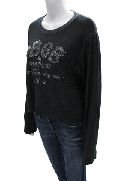 Chaser Women Pullover Sweatshirt Gray Crew Neck Long Sleeve Size S