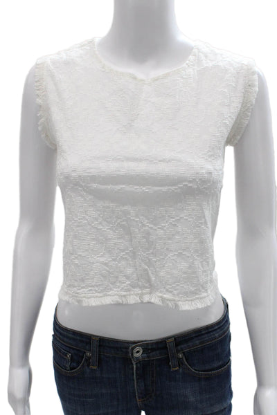 Mademoiselle Hortense Saint Barth Women Cropped Blouse White Cotton Size L